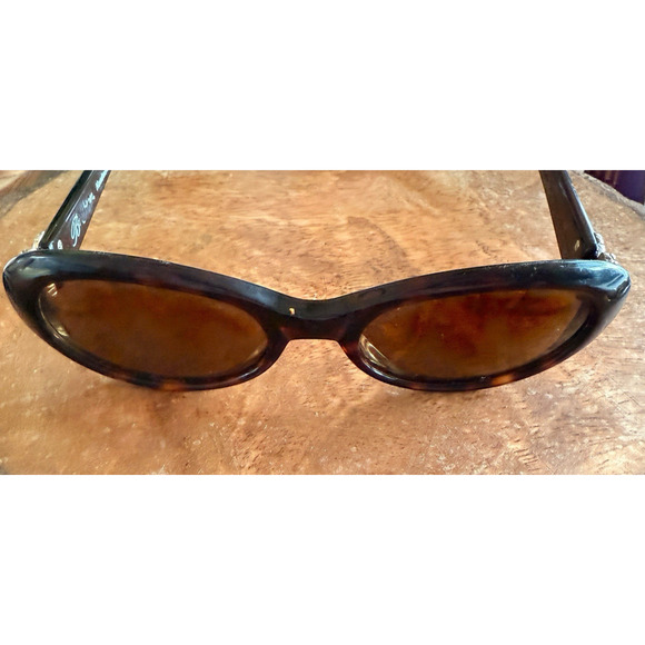 Vintage Adrienne Vittadini Sunglasses Frames Oval Burgandy/Wood 51-17-135 Preppy - Picture 2 of 9